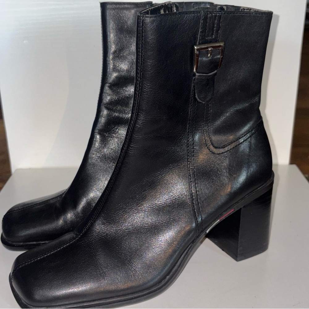 Tommy Hilfiger Black Leather Ankle Boots